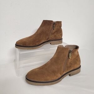 ITALEAU Waterproof Leather Stylish Brown Suede Women's Ankle Booties